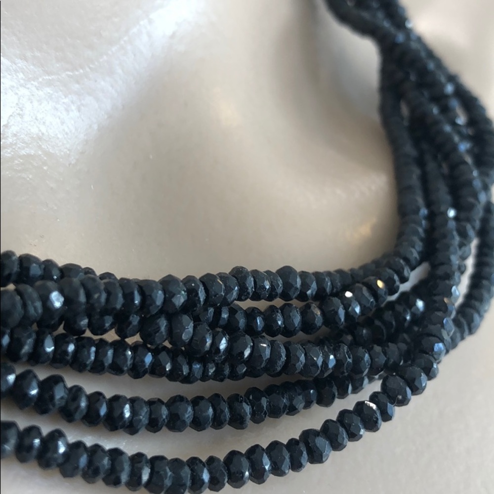Black glass seed-bead 6-strand choker